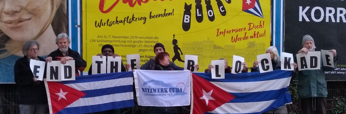 Aktion zur Kampagne "Unblock Cuba" auf der Oranienstraße
